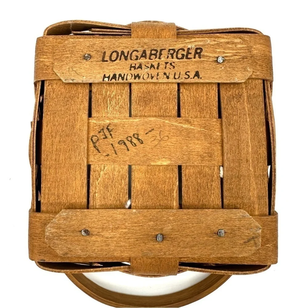 Vtg Longaberger 1988 Measuring Basket Round Swing Handle Square Bottom USA PJF